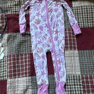 Caden Lane Light Purple Ocean Print Footed One-Piece